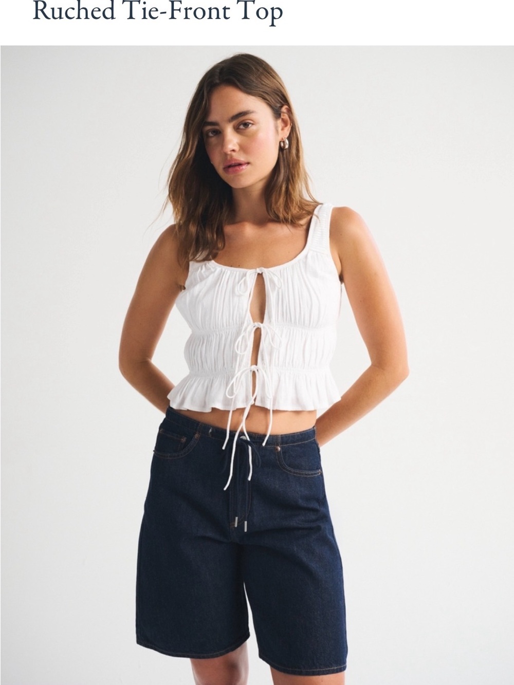Abercrombie & Fitch Tie-Front Linen blend Tank
